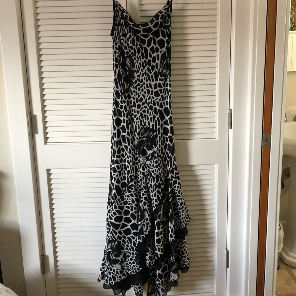 Black and white, long, flamenco-esque dress